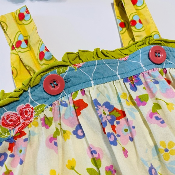 Matilda Jane yellow floral blouse with straps and one button back. - Picture 3 of 6